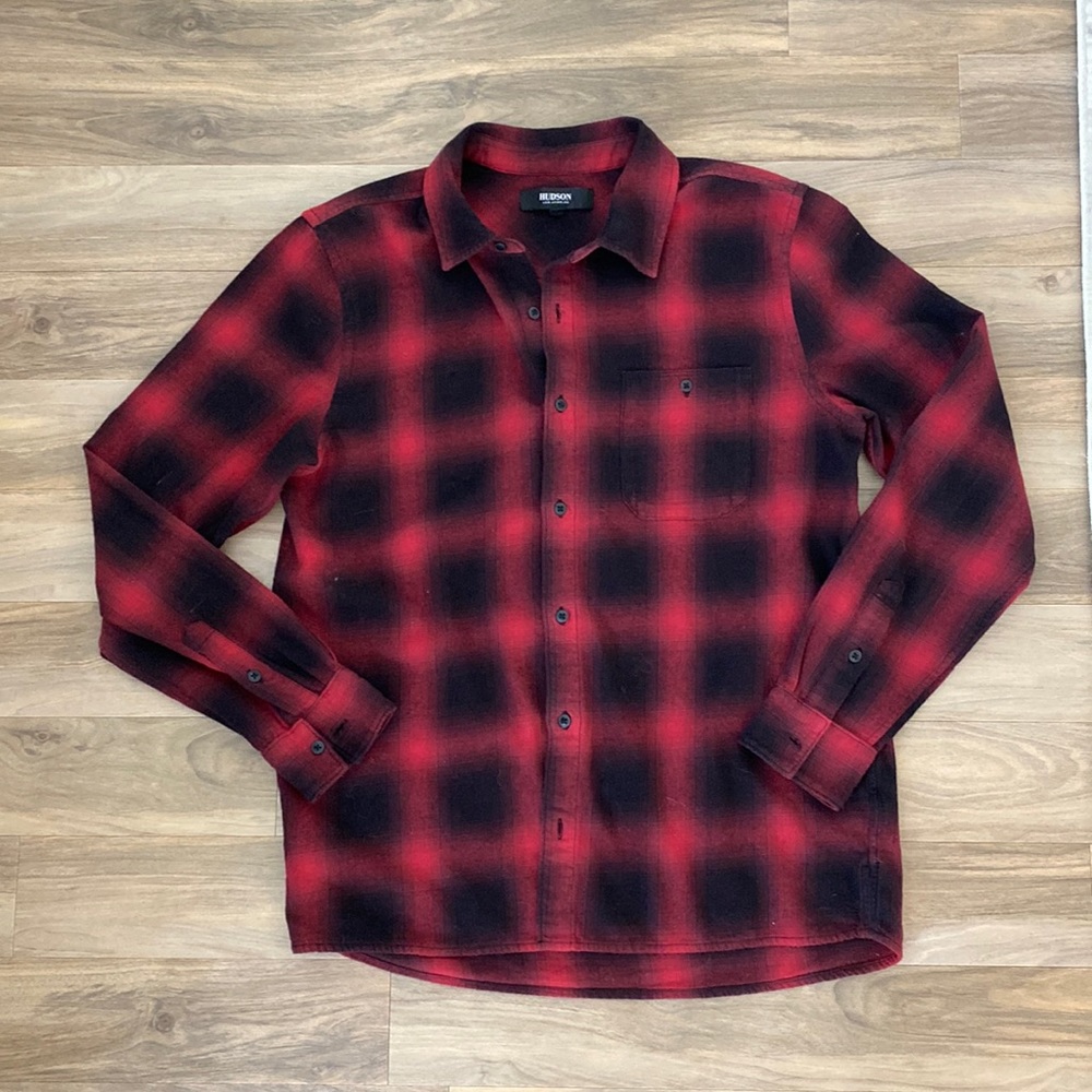 Mens Hudson flannel black and red classic